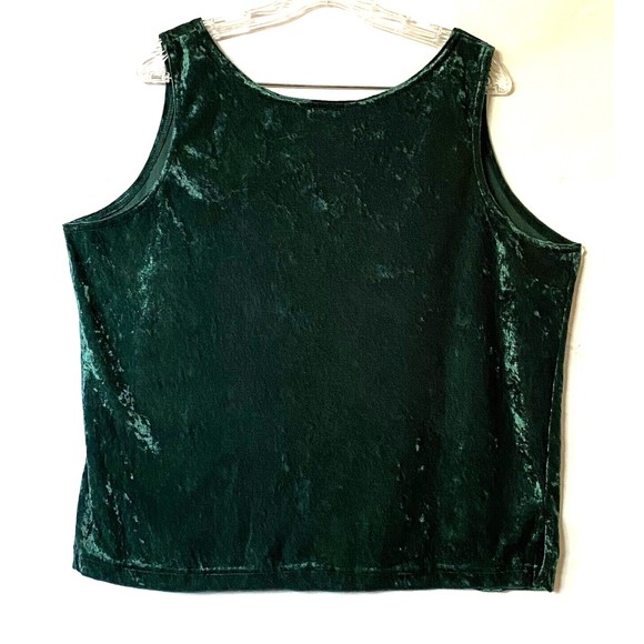 Cervelle Tank Top Womens 1X Emerald Green Velour Vintage Read Description - Picture 3 of 9